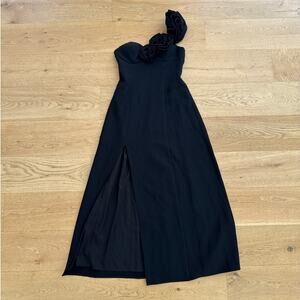 The Wolf Gang Midi Dress Flores One Shoulder Size S Black